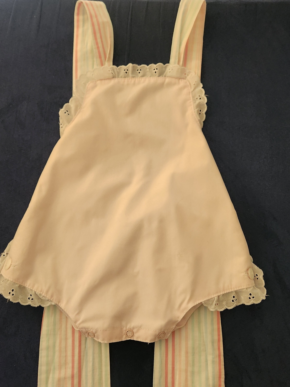 The Beaufort Bonnet Company Pink Sunsuit Eyelet Trim W Hat Striped Detail 12/18m